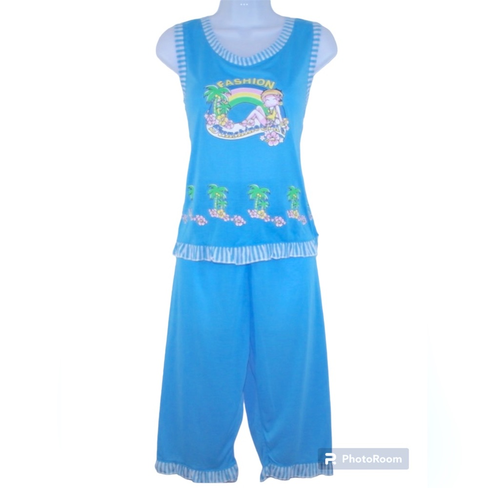 Lati Fashion Girls Sleepwear Set Blue Large New
